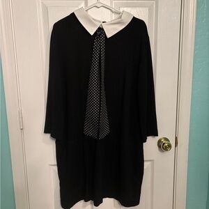 Mango Black and White Dress with Peter Pan Collar and 3/4 Sleeves for Work